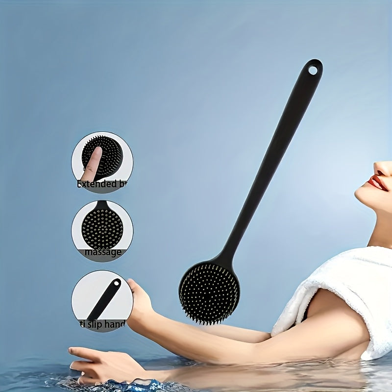 Ergonomic Bath Brush with Long Handle - Soft Non-Irritating Bristles for Back, Hard-to-Reach Areas - Deep Cleansing & Gentle Massage Body Scrubber - Non-Toxic, Easy-Clean Manual Shower Brush - Suitable for All Light Beige Types Including Sensitive -