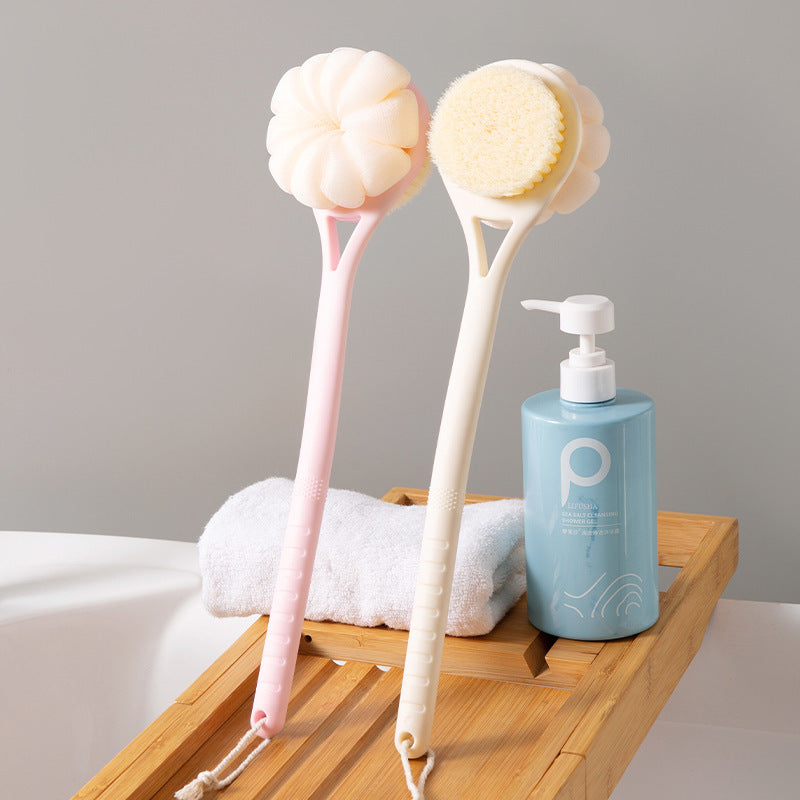 Pink Long-Handled Bath Brush for Four Seasons, Featuring an Extra-Long Handle for Back Cleaning, Soft Bristles for Gentle Exfoliation, Rich Lathering Capabilities, And an Easier Bathing Experience.