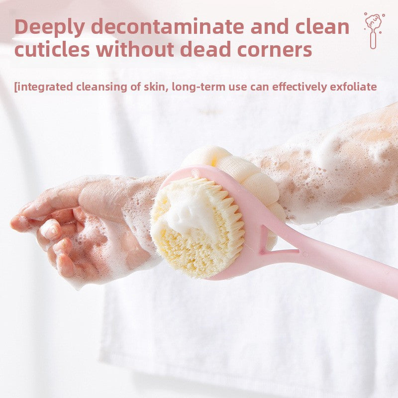 Pink Long-Handled Bath Brush for Four Seasons, Featuring an Extra-Long Handle for Back Cleaning, Soft Bristles for Gentle Exfoliation, Rich Lathering Capabilities, And an Easier Bathing Experience.