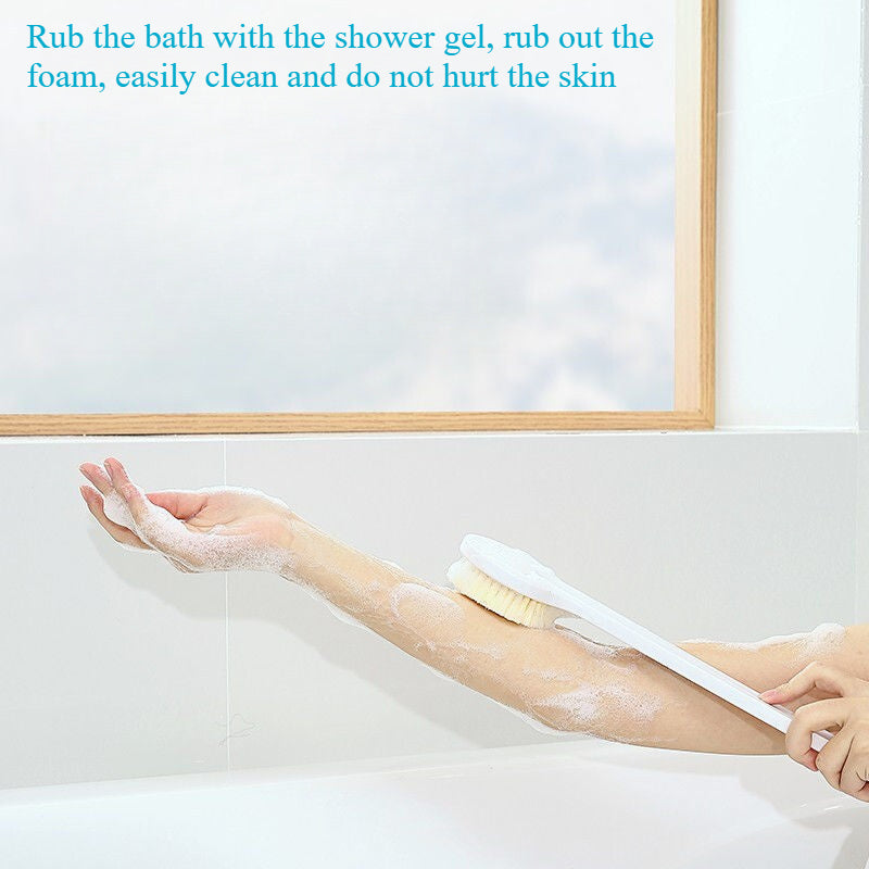 1-Pack Japanese-Style Long Handle Bath Brush with Soft White Bristles - Ergonomic Back Scrubber for Exfoliating Hard-to-Reach Areas, Gentle Shower & Bath Essential for Adults