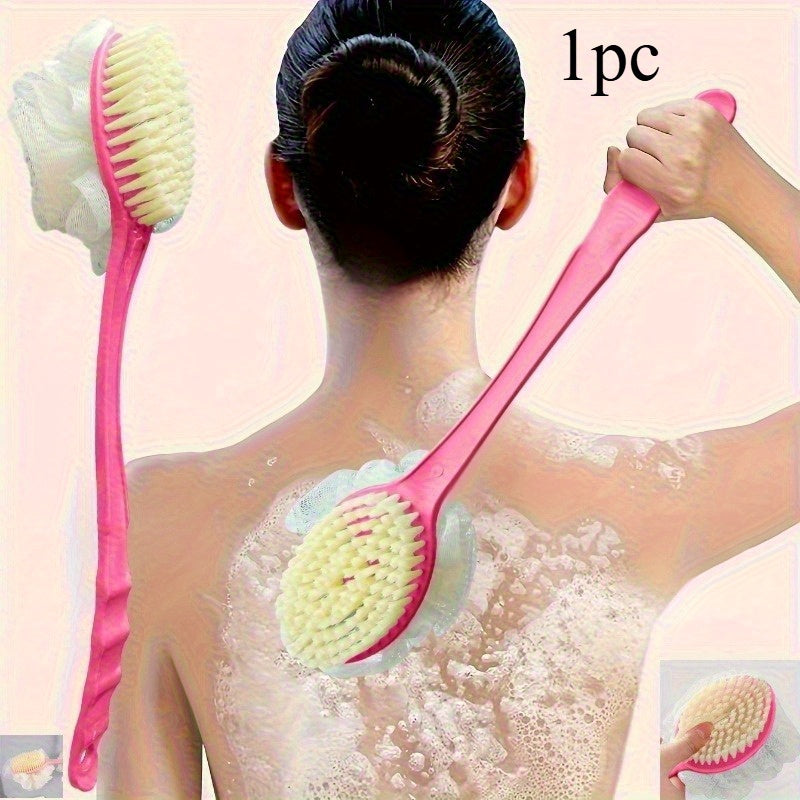 1pc Double sided 2-in-1 bath brush, bath mud brush, back scrubbing towel, bath ball scrubbing brush, Spa Tool, Shower Brush, Handheld Scrubber, Easygrip Handle, Longlasting Brush, Soft Exfoliator, Shower Accessory, Bath Accessory, Spa Lovers, Home Bathing