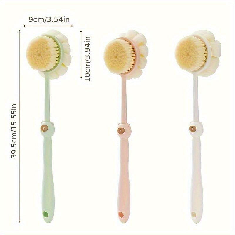 [2-in-1 Shower Brush] 2-in-1 Long Handle Shower Brush | Loofah & Bristle Back Scrubber for Light Beige Exfoliation & Gentle Massage | Suitable for Men & Women