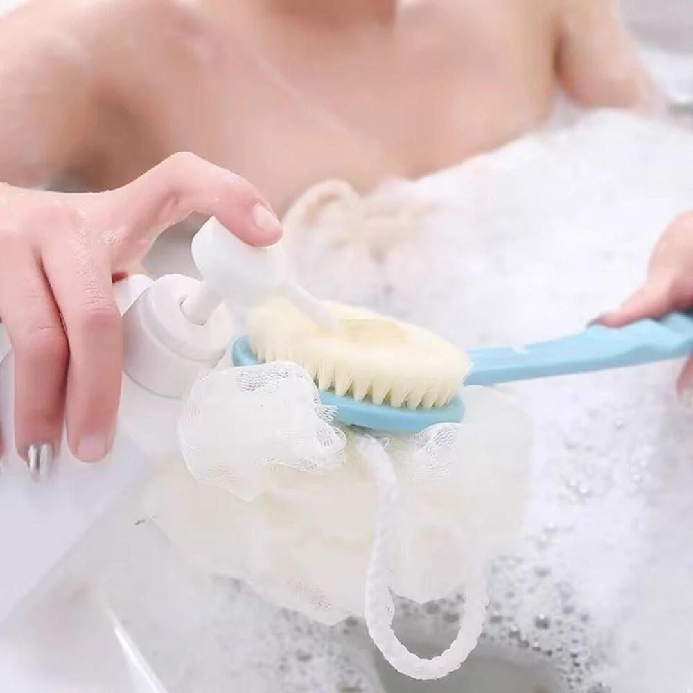 2-in-1 Double-Head Bath Brush with Soft Gourd - Perfect for Back Scrubbing, Oil-Free and Battery-Free