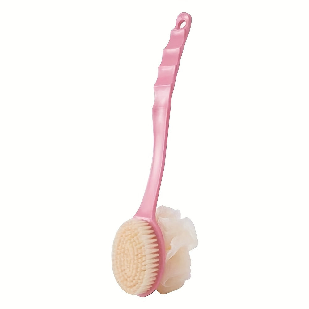 2-in-1 Double-Head Bath Brush with Soft Gourd - Perfect for Back Scrubbing, Oil-Free and Battery-Free