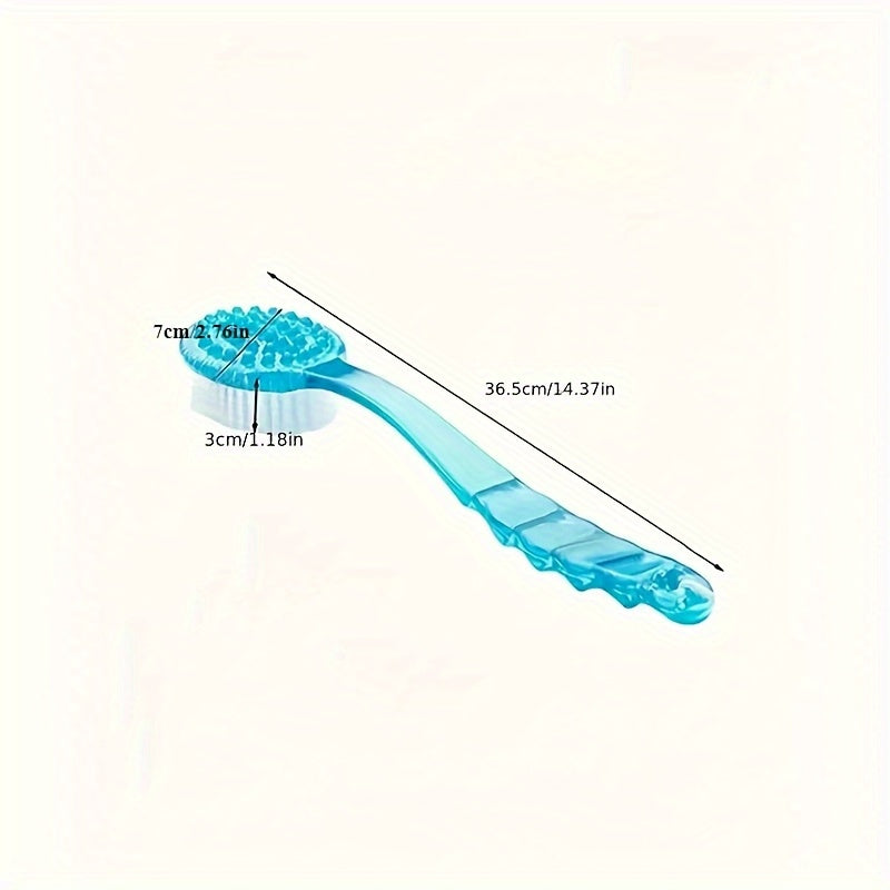 1pc Ergonomic Long Handle Bath Brush with Soft Nylon Bristles - Multifunctional Shower Massager & Body Scrub Tool, Extra-Long Handle with Non-Slip Grip for Back, Legs, Arms, Sensitive Light Beige - Ideal for Home Spa, Bath, Shower - Perfect Gift for