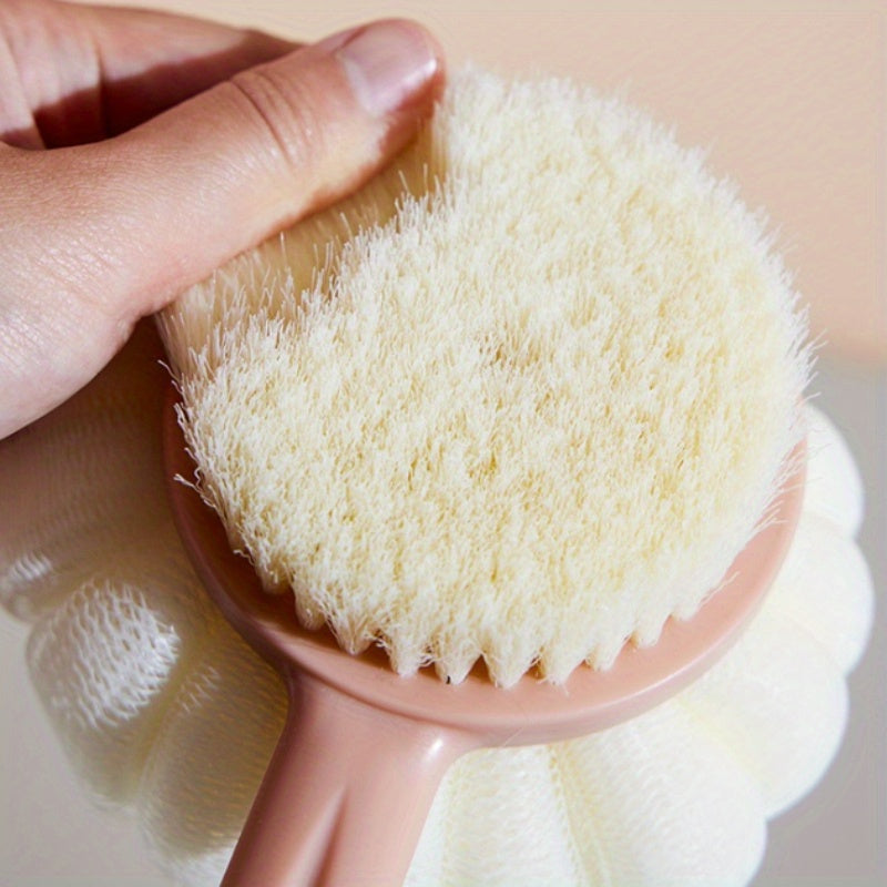 Space-Saving Hanging Storage Bath Brush with Soft Bristles & Ergonomic Long Handle - Dual-Use Back Scrubber & Bath Bomb Comb for Shower, Bathtub, Bath - Hypoallergenic, No Battery Needed, Bath Accessories, Shower Cleaning Tool, Ergonomic Design, Durable