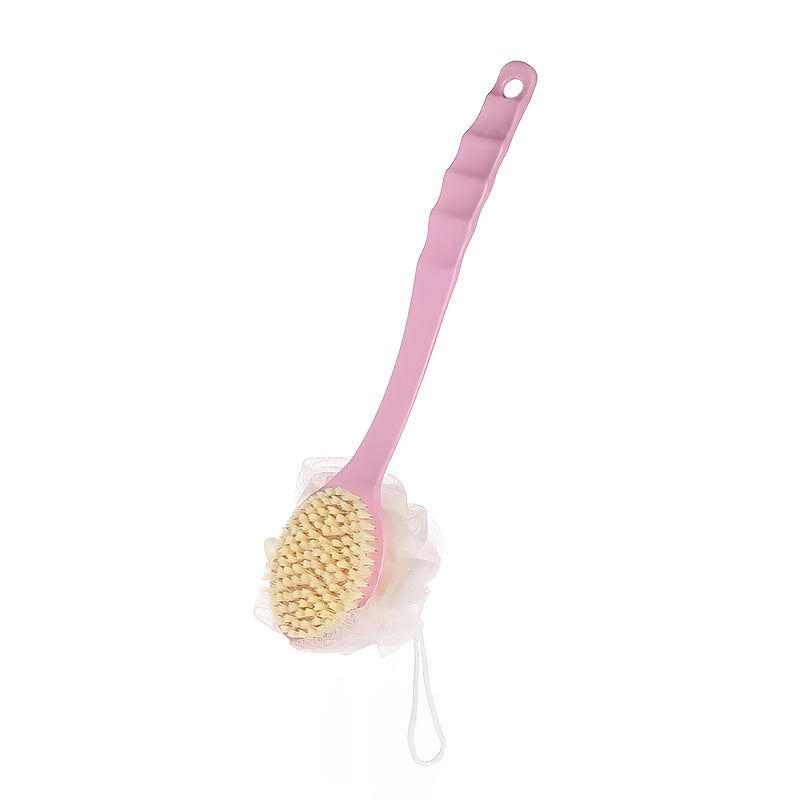 1pc Double sided 2-in-1 bath brush, bath mud brush, back scrubbing towel, bath ball scrubbing brush, Spa Tool, Shower Brush, Handheld Scrubber, Easygrip Handle, Longlasting Brush, Soft Exfoliator, Shower Accessory, Bath Accessory, Spa Lovers, Home Bathing
