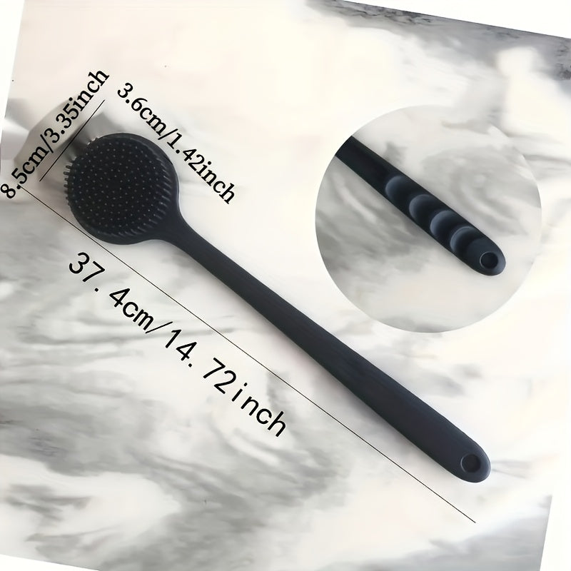 Ergonomic Bath Brush with Long Handle - Soft Non-Irritating Bristles for Back, Hard-to-Reach Areas - Deep Cleansing & Gentle Massage Body Scrubber - Non-Toxic, Easy-Clean Manual Shower Brush - Suitable for All Light Beige Types Including Sensitive -