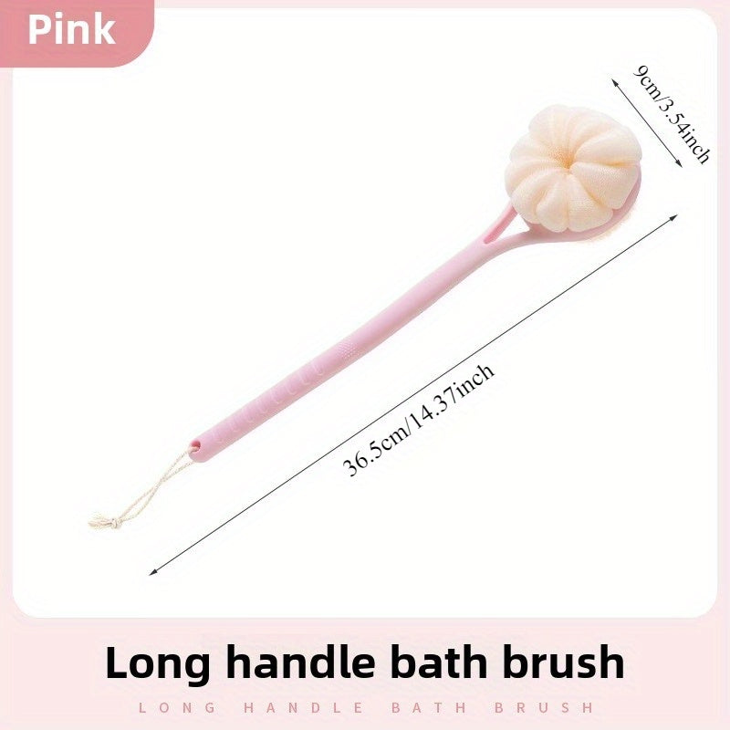Pink Long-Handled Bath Brush for Four Seasons, Featuring an Extra-Long Handle for Back Cleaning, Soft Bristles for Gentle Exfoliation, Rich Lathering Capabilities, And an Easier Bathing Experience.