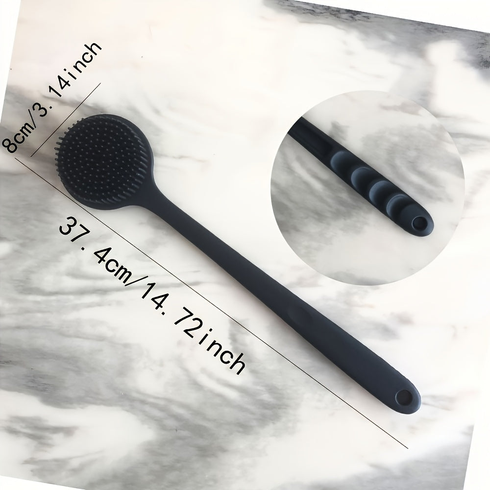 Long Handle Bath Brush with Soft Bristles & Ergonomic Grip - Heavy-Duty Exfoliating Massage Back Scrubber, Durable & Easy-Clean Hygienic Shower Brush for Adults, Ideal for Home Spa, Shower Bathtub, Sensitive Light Beige Safe, Black (All Light Beige Types)