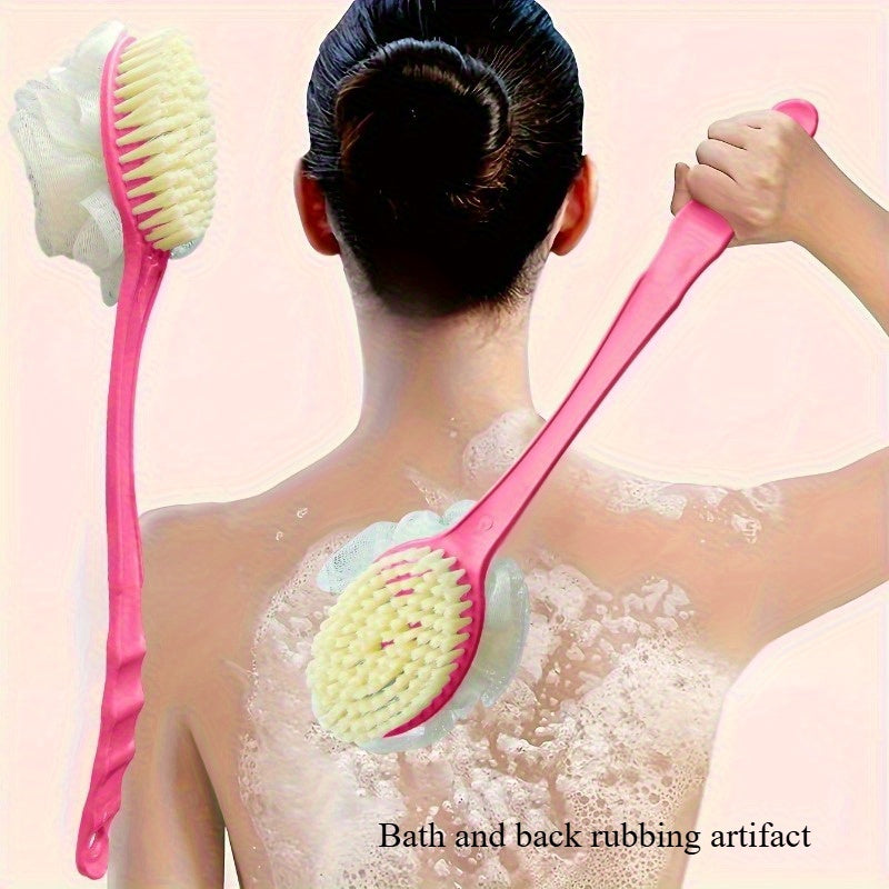 1pc Double sided 2-in-1 bath brush, bath mud brush, back scrubbing towel, bath ball scrubbing brush, Spa Tool, Shower Brush, Handheld Scrubber, Easygrip Handle, Longlasting Brush, Soft Exfoliator, Shower Accessory, Bath Accessory, Spa Lovers, Home Bathing