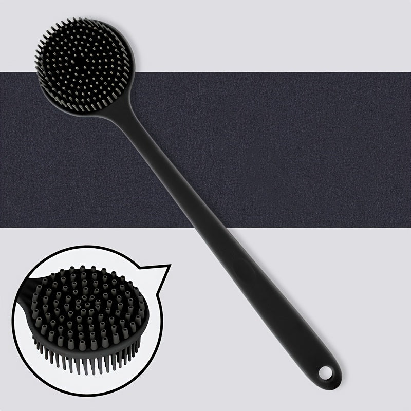 Long Handle Bath Brush with Soft Bristles & Ergonomic Grip - Heavy-Duty Exfoliating Massage Back Scrubber, Durable & Easy-Clean Hygienic Shower Brush for Adults, Ideal for Home Spa, Shower Bathtub, Sensitive Light Beige Safe, Black (All Light Beige Types)