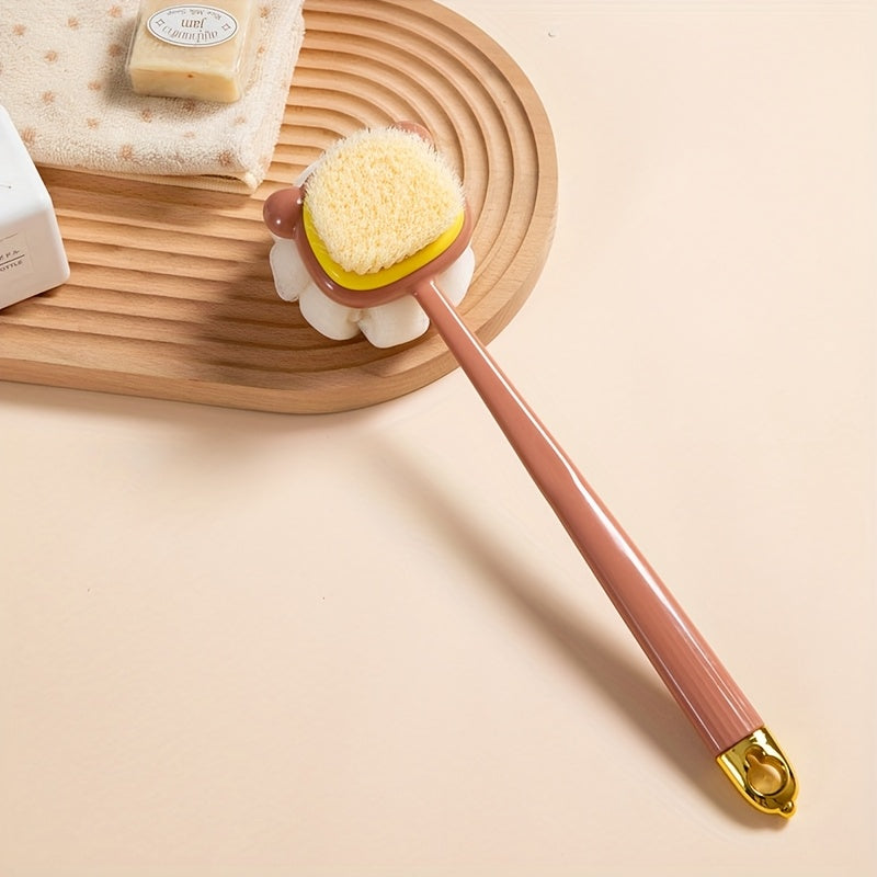 Ergonomic Long-Handled Dual-Sided Bath Brush - Gentle Scrubbing & Foaming, Comfort Grip for All Skin Types, White/Green/White Options, No Battery Required, Back Scrubber|Ergonomic Design|Soft Bristles, Bathing Accessories