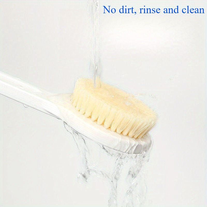 1-Pack Japanese-Style Long Handle Bath Brush with Soft White Bristles - Ergonomic Back Scrubber for Exfoliating Hard-to-Reach Areas, Gentle Shower & Bath Essential for Adults
