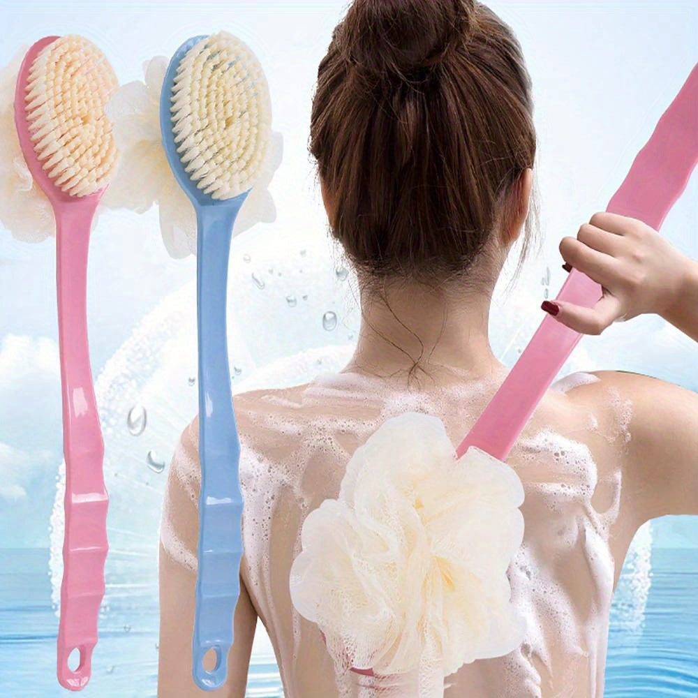 2-in-1 Double-Head Bath Brush with Soft Gourd - Perfect for Back Scrubbing, Oil-Free and Battery-Free