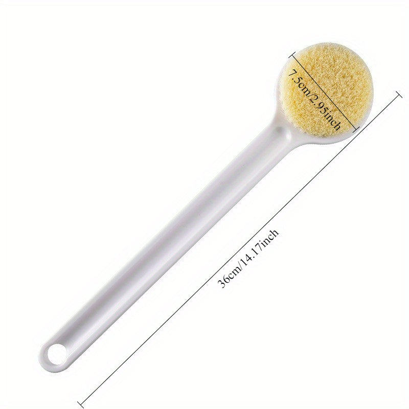 1-Pack Japanese-Style Long Handle Bath Brush with Soft White Bristles - Ergonomic Back Scrubber for Exfoliating Hard-to-Reach Areas, Gentle Shower & Bath Essential for Adults