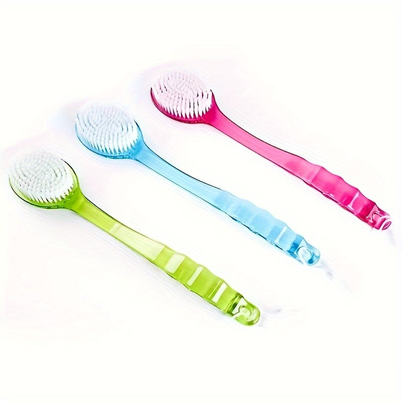 1pc Ergonomic Long Handle Bath Brush with Soft Nylon Bristles - Multifunctional Shower Massager & Body Scrub Tool, Extra-Long Handle with Non-Slip Grip for Back, Legs, Arms, Sensitive Light Beige - Ideal for Home Spa, Bath, Shower - Perfect Gift for