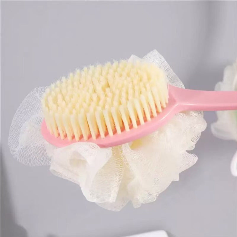 1pc Dual-Sided Bath Brush & Back Scrubber - Exfoliating Body Shower Tool with Soft Bristles & Texture Surface, Ergonomic Grip - No Battery Needed, Lightweight Shower Organizer for Back, Arms, Legs, Feet - Durable Bathroom Accessory for Smooth Light Beige