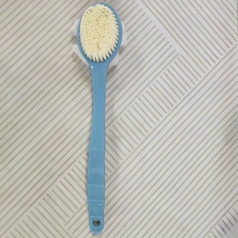 1pc 2-in-1 Body Brush with Long Handle - Heavy-Duty Exfoliating & Massaging Brush for Full-Body Use, Back, Legs, Arms, Sensitive Light Beige - Heavy Dead Light Beige Removal, Spa & Home Use - Easy Clean & Quick Rinse - Pink & White Design - Ideal for