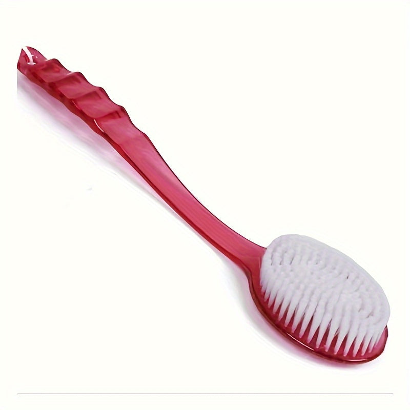 1pc Ergonomic Long Handle Bath Brush with Soft Nylon Bristles - Multifunctional Shower Massager & Body Scrub Tool, Extra-Long Handle with Non-Slip Grip for Back, Legs, Arms, Sensitive Light Beige - Ideal for Home Spa, Bath, Shower - Perfect Gift for