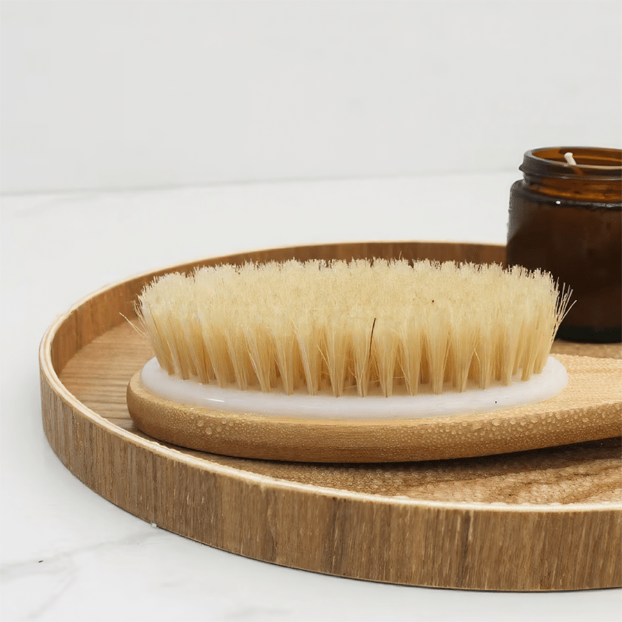 1pc Bamboo Long Handle Bath Brush, The Handle Is Curved, Easy to Reach The Back, Waist and Other Hard-to-clean Parts, Wet or Dry, Remove Body Dead Light Beige and Clean Body Dirt. No Power Supply Required, Back Scrub Brush | Bath Body Brush