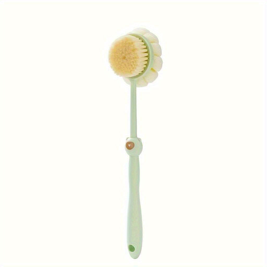 [2-in-1 Shower Brush] 2-in-1 Long Handle Shower Brush | Loofah & Bristle Back Scrubber for Light Beige Exfoliation & Gentle Massage | Suitable for Men & Women