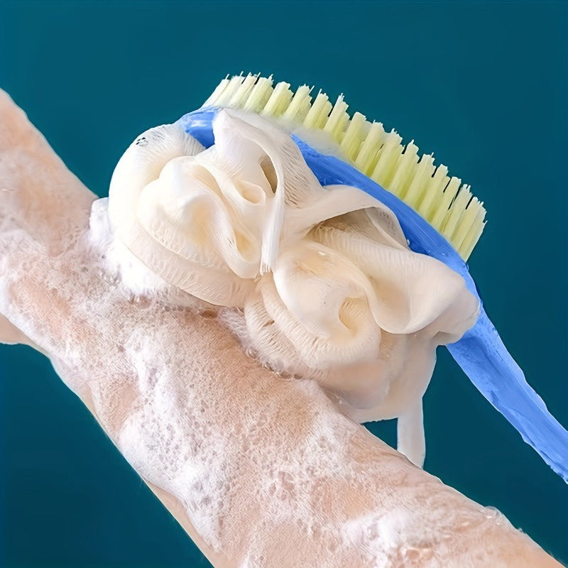 1pc 2-in-1 Body Brush with Long Handle - Heavy-Duty Exfoliating & Massaging Brush for Full-Body Use, Back, Legs, Arms, Sensitive Light Beige - Heavy Dead Light Beige Removal, Spa & Home Use - Easy Clean & Quick Rinse - Pink & White Design - Ideal for