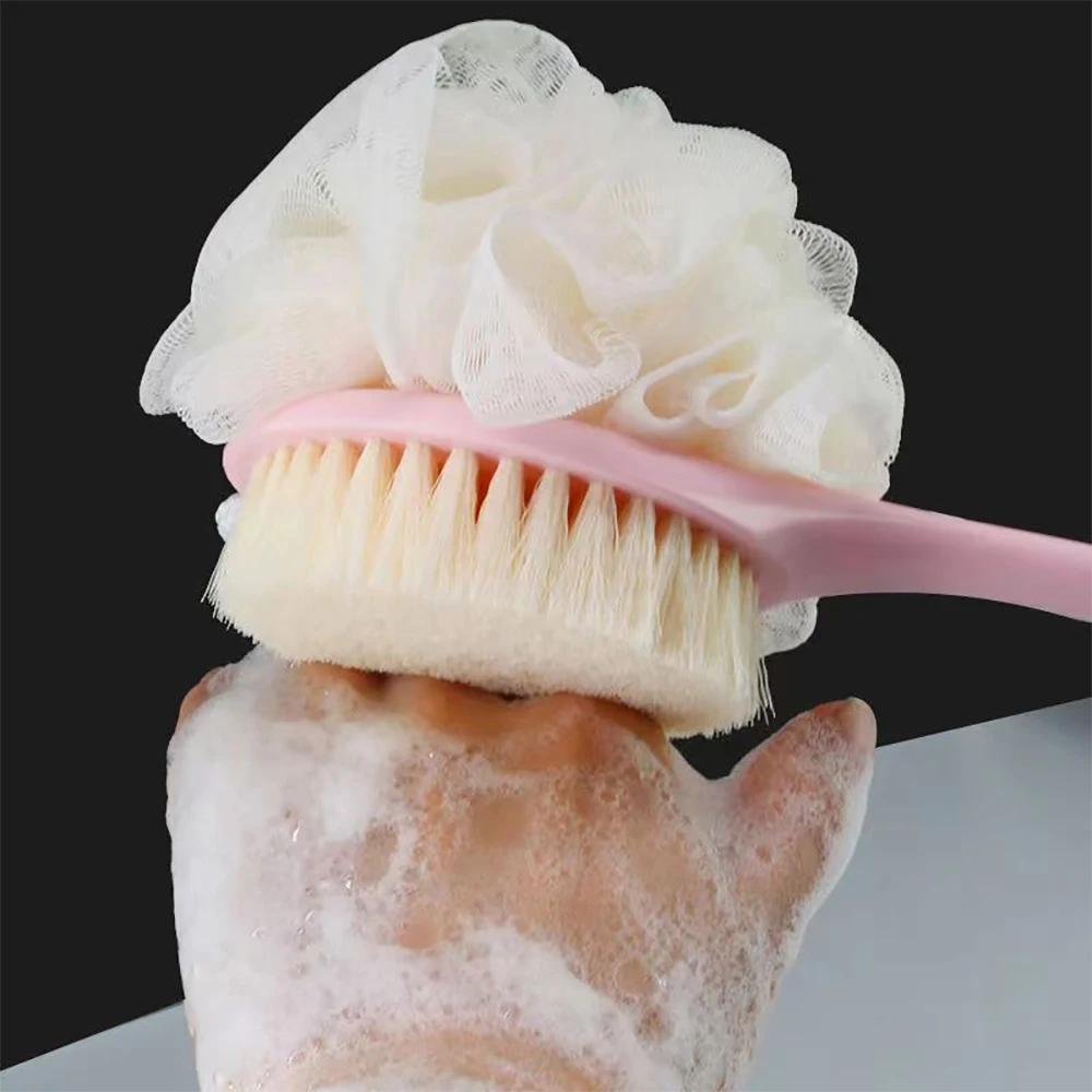 2-in-1 Double-Head Bath Brush with Soft Gourd - Perfect for Back Scrubbing, Oil-Free and Battery-Free