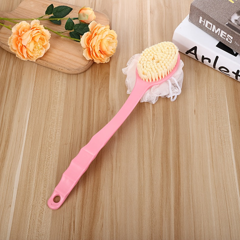 1pc Double sided 2-in-1 bath brush, bath mud brush, back scrubbing towel, bath ball scrubbing brush, Spa Tool, Shower Brush, Handheld Scrubber, Easygrip Handle, Longlasting Brush, Soft Exfoliator, Shower Accessory, Bath Accessory, Spa Lovers, Home Bathing