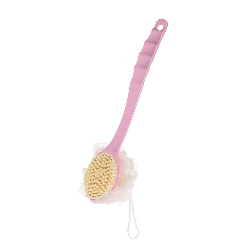 1pc Dual-Sided Bath Brush & Back Scrubber - Exfoliating Body Shower Tool with Soft Bristles & Texture Surface, Ergonomic Grip - No Battery Needed, Lightweight Shower Organizer for Back, Arms, Legs, Feet - Durable Bathroom Accessory for Smooth Light Beige