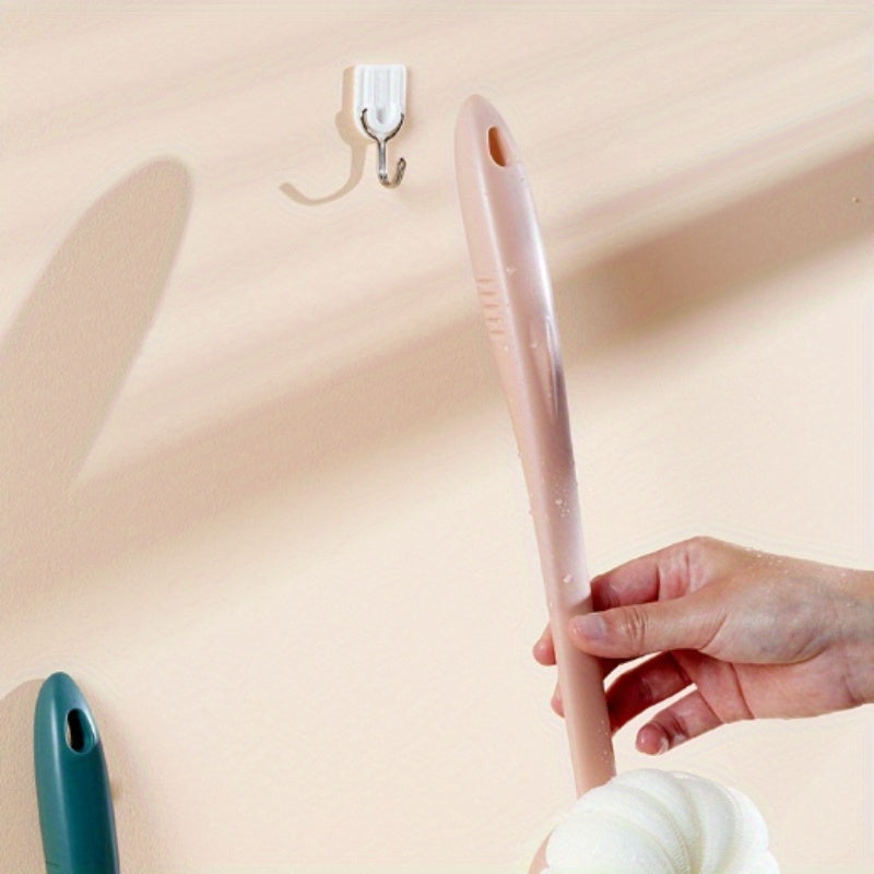 Space-Saving Hanging Storage Bath Brush with Soft Bristles & Ergonomic Long Handle - Dual-Use Back Scrubber & Bath Bomb Comb for Shower, Bathtub, Bath - Hypoallergenic, No Battery Needed, Bath Accessories, Shower Cleaning Tool, Ergonomic Design, Durable