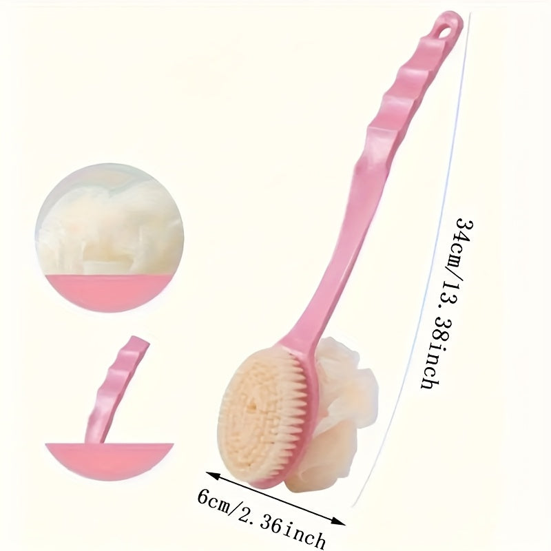 2-in-1 Double-Head Bath Brush with Soft Gourd - Perfect for Back Scrubbing, Oil-Free and Battery-Free