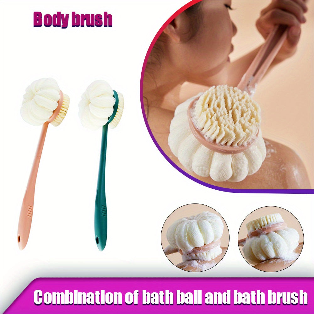 Space-Saving Hanging Storage Bath Brush with Soft Bristles & Ergonomic Long Handle - Dual-Use Back Scrubber & Bath Bomb Comb for Shower, Bathtub, Bath - Hypoallergenic, No Battery Needed, Bath Accessories, Shower Cleaning Tool, Ergonomic Design, Durable