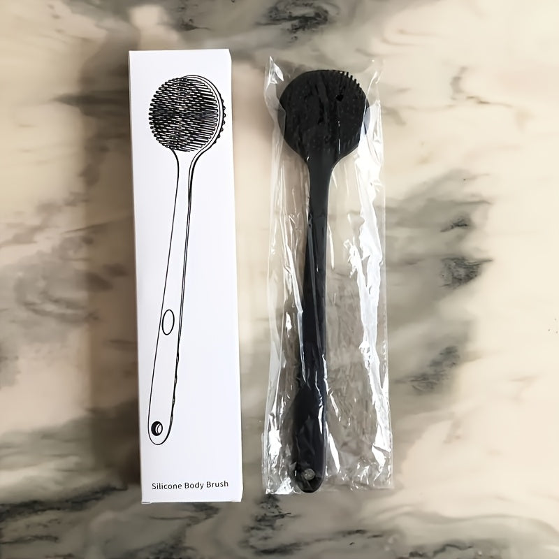 Ergonomic Bath Brush with Long Handle - Soft Non-Irritating Bristles for Back, Hard-to-Reach Areas - Deep Cleansing & Gentle Massage Body Scrubber - Non-Toxic, Easy-Clean Manual Shower Brush - Suitable for All Light Beige Types Including Sensitive -