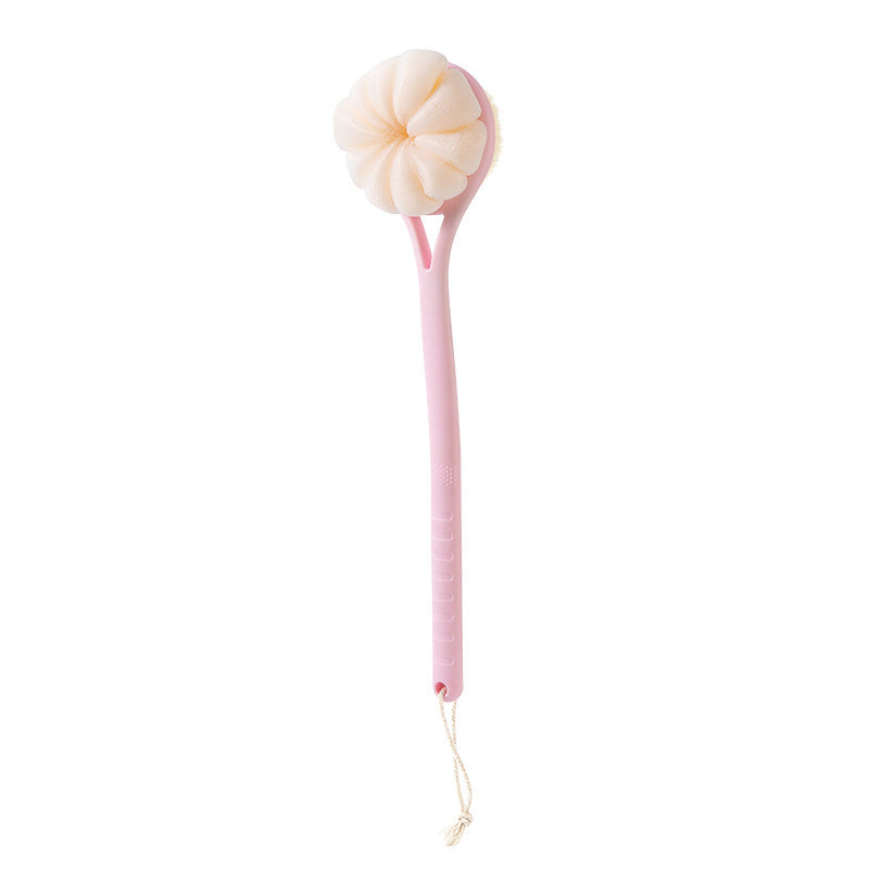 Pink Long-Handled Bath Brush for Four Seasons, Featuring an Extra-Long Handle for Back Cleaning, Soft Bristles for Gentle Exfoliation, Rich Lathering Capabilities, And an Easier Bathing Experience.