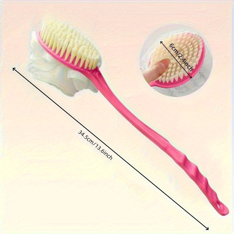 1pc Double sided 2-in-1 bath brush, bath mud brush, back scrubbing towel, bath ball scrubbing brush, Spa Tool, Shower Brush, Handheld Scrubber, Easygrip Handle, Longlasting Brush, Soft Exfoliator, Shower Accessory, Bath Accessory, Spa Lovers, Home Bathing