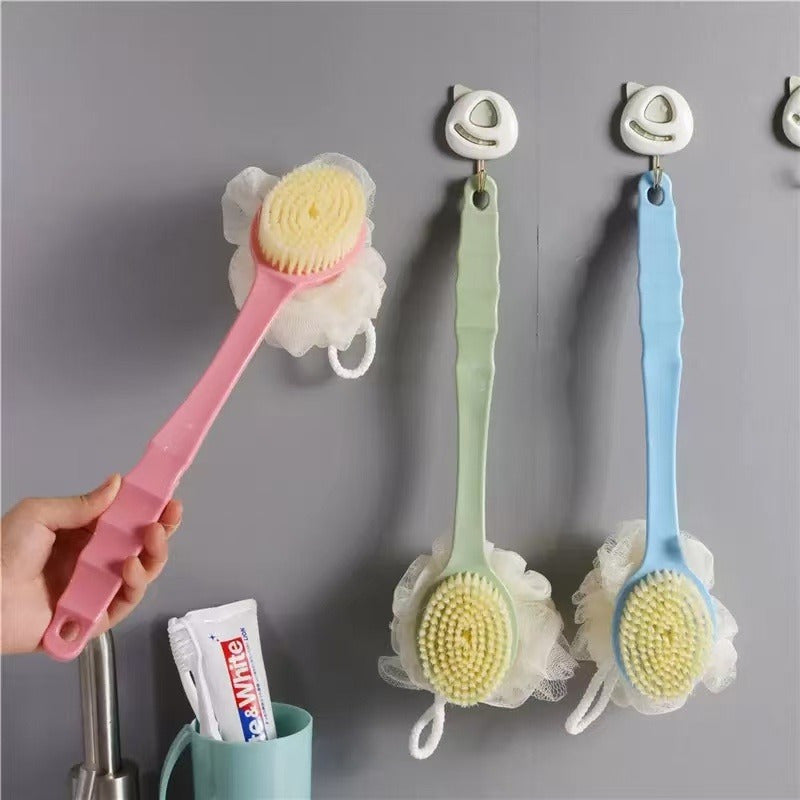 1pc Dual-Sided Bath Brush & Back Scrubber - Exfoliating Body Shower Tool with Soft Bristles & Texture Surface, Ergonomic Grip - No Battery Needed, Lightweight Shower Organizer for Back, Arms, Legs, Feet - Durable Bathroom Accessory for Smooth Light Beige