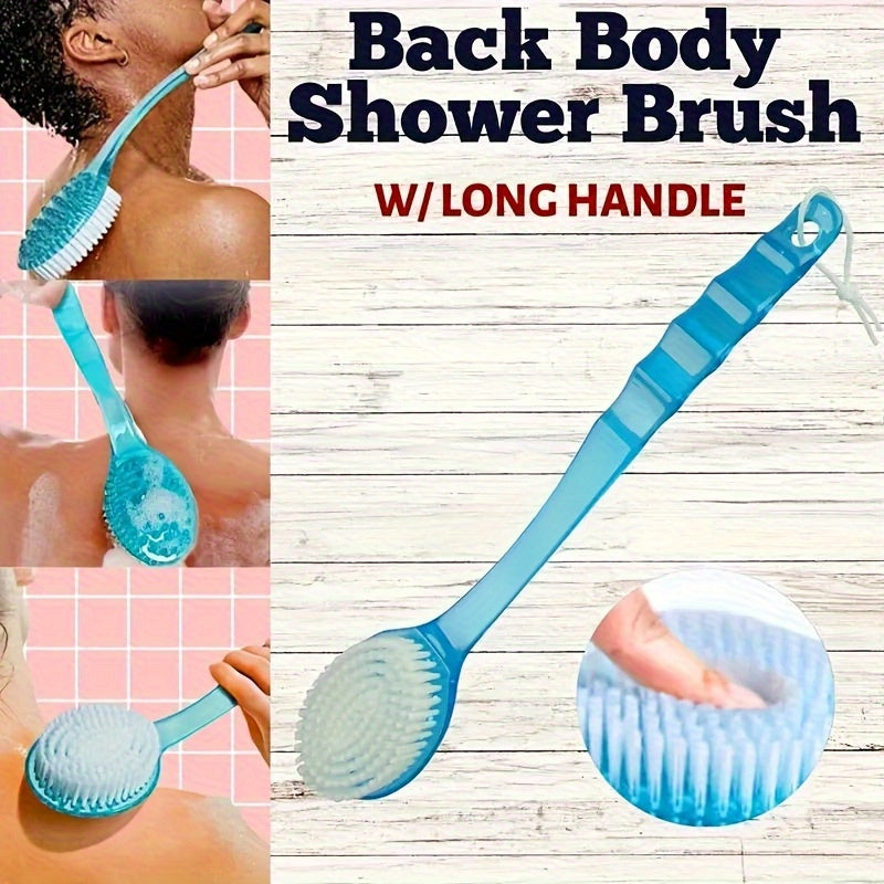 1pc Ergonomic Long Handle Bath Brush with Soft Nylon Bristles - Multifunctional Shower Massager & Body Scrub Tool, Extra-Long Handle with Non-Slip Grip for Back, Legs, Arms, Sensitive Light Beige - Ideal for Home Spa, Bath, Shower - Perfect Gift for